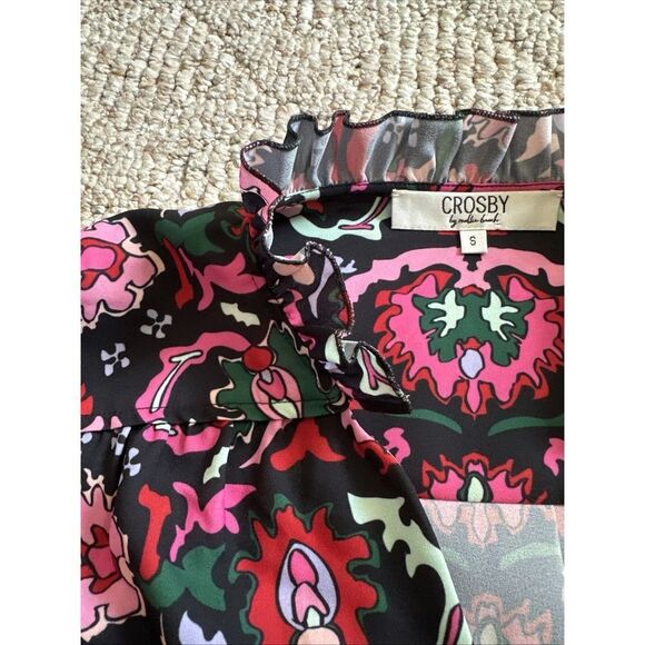 Crosby By Mollie Burch Womens Floral Print V Neck Blouse Multi Colored Sz Small - Picture 3 of 5
